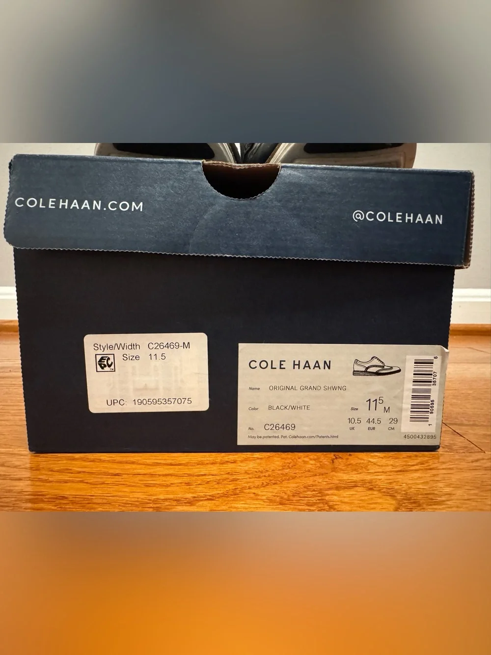 Cole Haan Black Leather Wingtip Oxfords